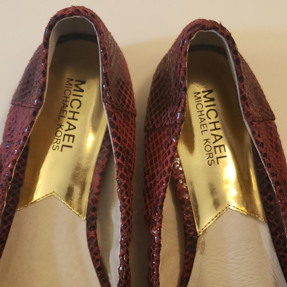 Michael Kors Cinnabar Red Fulton Python Leather Fl - image 2